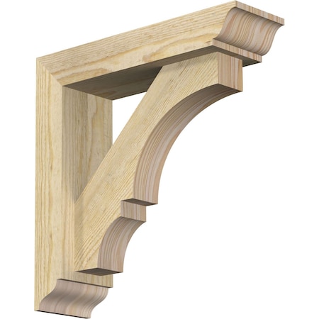 Ekena Millwork Balboa Traditional Rough Sawn Bracket w/ Offset Brace, Douglas Fir, 4"W x 14"D x 14"H BKT0402X14X14BOA01RDF